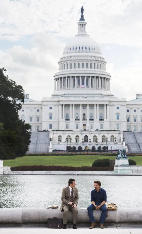 Michael Sheen, Jeremy Renner filming 'Kill the Messenger'