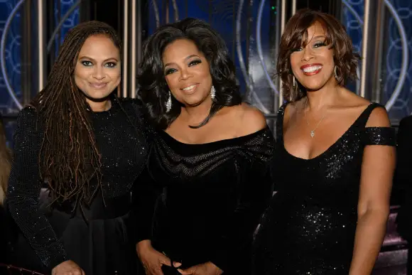 Ava DuVernay Oprah Winfrey and Gayle King during the 75th Annual Golden Globe Awards at the Beverly