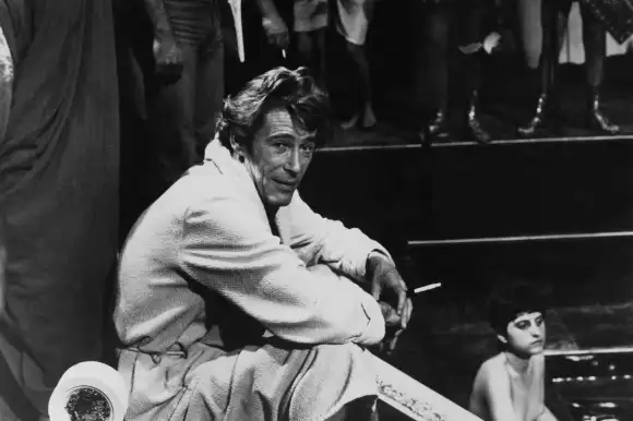 CALIGULA, Peter O Toole on set, 1979, © Penthouse Films International/courtesy Everett Collection Courtesy Everett Coll