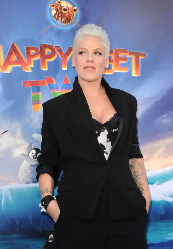 Pink attends the premiere of Warner Bros. Pictures' 'Happy Feet Two,' November 13, 2011.