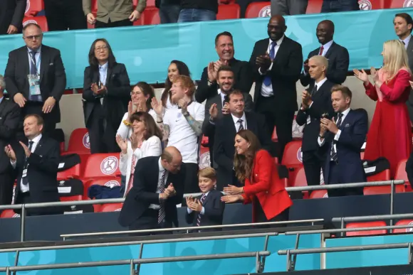 Prince William, Princess Kate, Prince George, Ed Sheeran and David Beckham