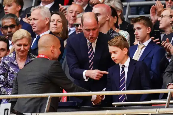 Prince William and Prince George with Pep Guardiola