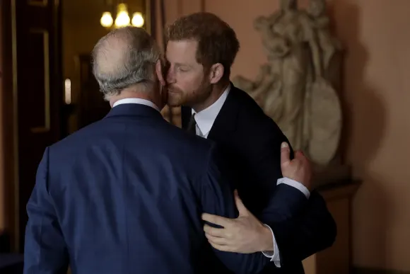 Prince Harry, Prince Charles, kiss, kissing, International Year of the Reef, London British Royals