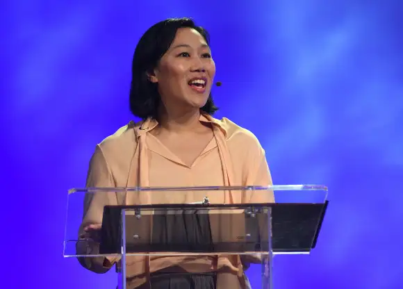 Priscilla Chan gives a keynote address at the 10th annual ASU GSV Summit (Arizona State University/Global Silicon Valley Summit), April 9, 2019.