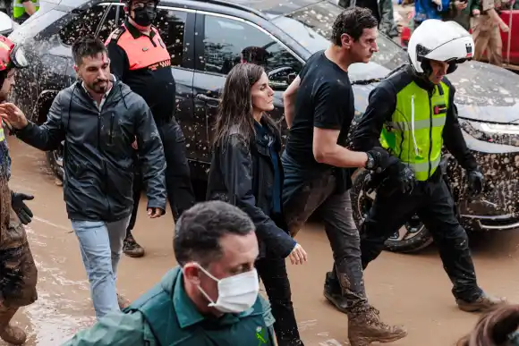 Queen Letizia during her visit to an area affected by the DANA, on November 3, 2024, in Paiporta, Valencia, Comunidad Va