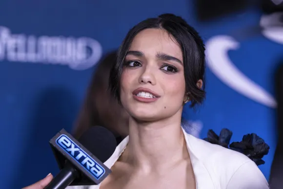 November 11, 2024, New York, New York, USA: Rachel Zegler wearing dress by Harris Reed Couture attends premiere of Netfl