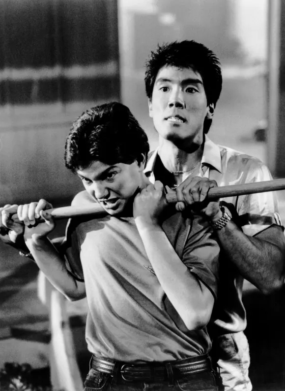 Ralph Macchio and Yuji Okumoto in "The Karate Kid 2"