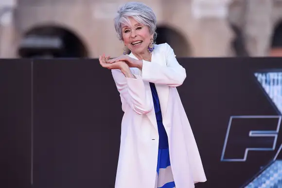 Puerto Rican actress and dancer Rita Moreno on the red carpet at the world premiere of the film Fast X at the Colosseum.