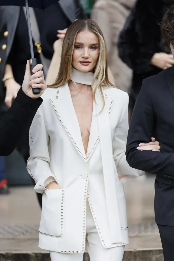 Rosie Huntington-Whiteley visited the Elie Saab show in Paris