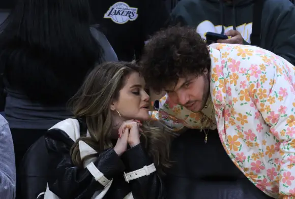 January 3, 2024, Los Angeles, California, USA: Selena Gomez and Benny Blanco attend the NBA, Basketball Herren, USA game
