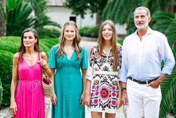 The Spanish royals around King Felipe, Queen Letizia and daughters Sofia and Leonor on vacation
