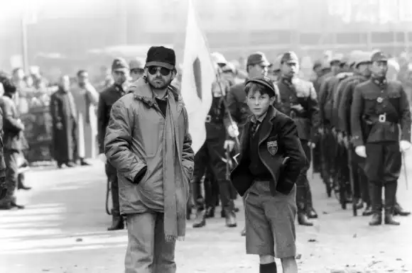 Steven Spielberg and Christian Bale filming 'Empire of the Sun'