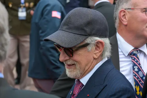 D-Day - US Ceremony - Colleville-sur-Mer Steven Spielberg attends the US ceremony marking the 80th anniversary of the Wo