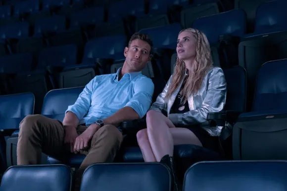 Tom Hopper and Emma Roberts in 'Space Cadet'