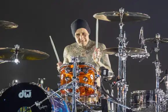 Coachella Music Festival 2023 April 23, 2023, Indio, California, U.S: TRAVIS BARKER of Blink-182 during Coachella Valley